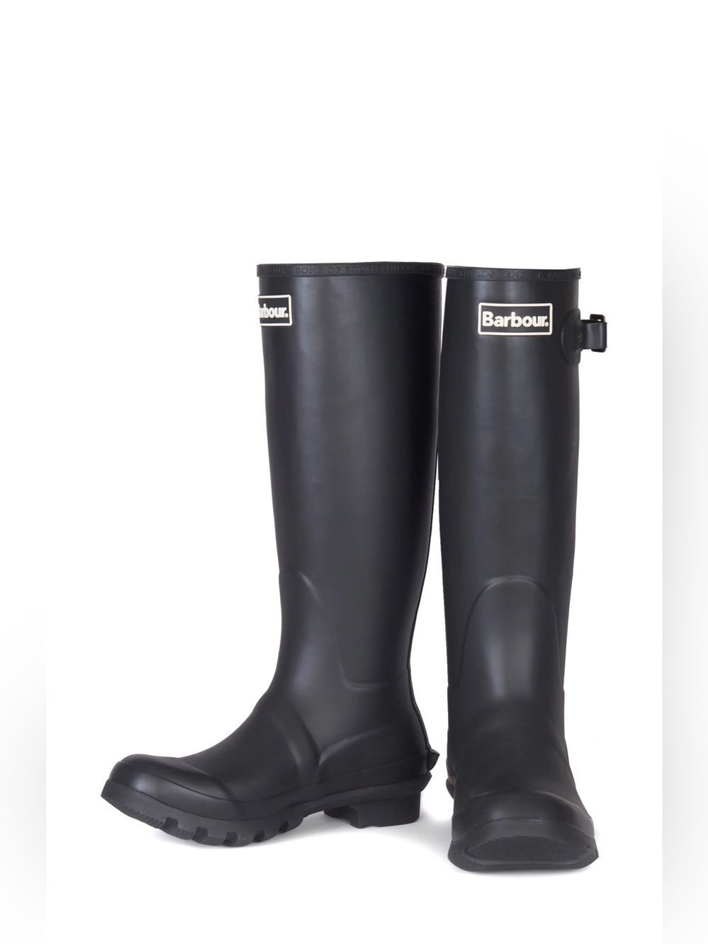 Barbour Bede Rain Boot Black Tall Plaid Inner Men's Sz 6 Women's 7.5